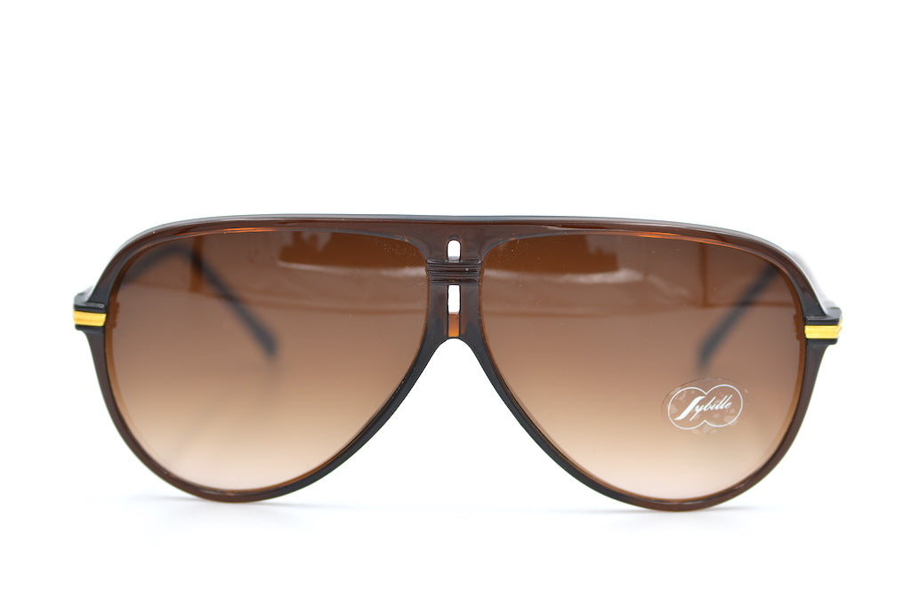 Sybille 301 vintage sunglasses. 80s Sunglasses. Vintage Aviators. Brown aviator sunglasses. Retro Sunglasses.