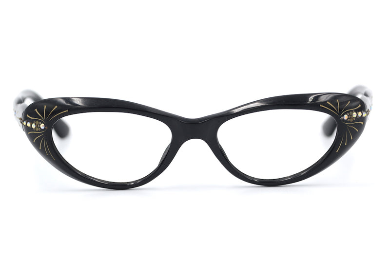 Lynx Vintage Glasses. 1950's Vintage Glasses. 1950's style glasses. Pin up Glasses. Rockabilly Glasses. Black Cat Eye Glasses. Cheap Vintage Glasses.