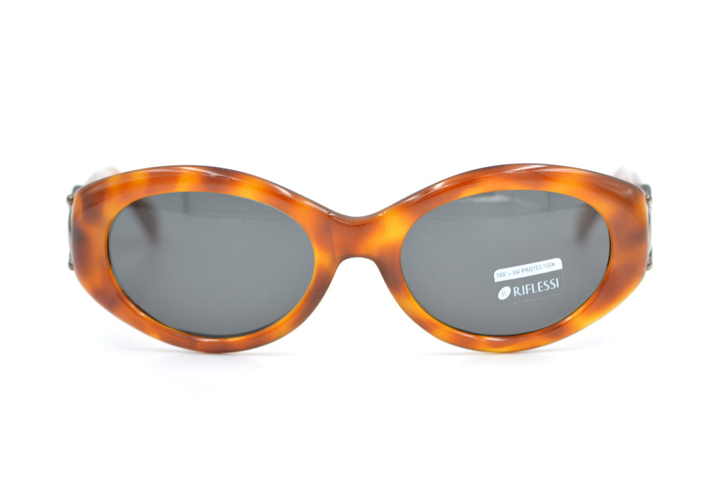 Riflessi. 569 592 Vintage Sunglasses. Riflessi Sunglasses. Brown oval sunglasses. Brown vintage sunglasses. Retro Sunglasses. Retro Spectacle Sunglasess