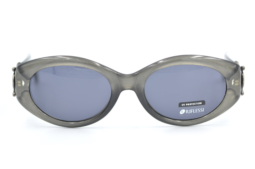 Riflessi 569 593R vintage sunglasses. Riflessi Sunglasses. Silver oval sunglasses.  Retro Sunglasses. 90s sunglasses. 