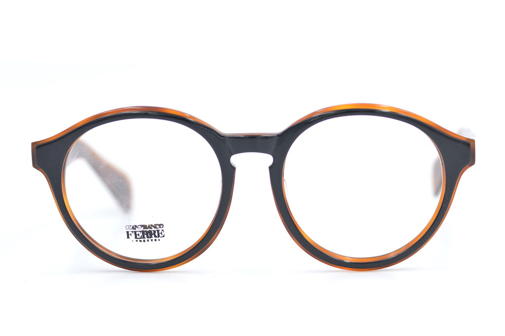 Gianfranco Ferre 630 WS8 Vintage Glasses. Round Vintage Glasses. Black and Crystal Glasses. Round Designer Glasses.
