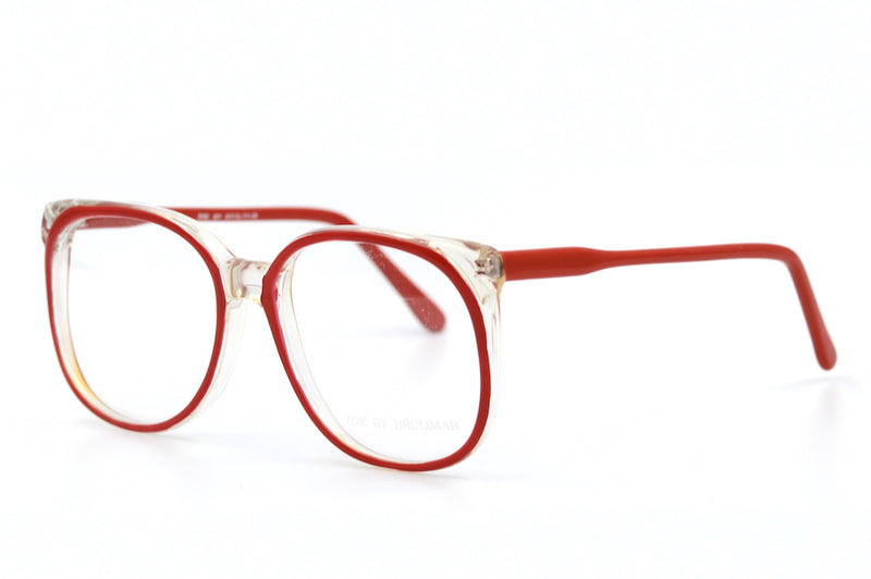 Zoe by Brulimar Vintage Glasses. Red Vintage Glasses. Red Oversized Glasses. 80s vintage glasses. Red 80s glasses.
