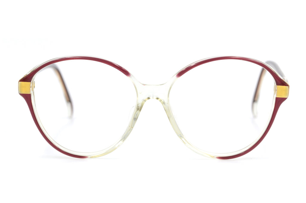 NINA RICCI 160 Vintage glasses. Oversized glasses. Nina Ricci Glasses. Sustainable glasses. Red and gold glasses. 1980's Vintage Glasses. Designer eyeglasses.