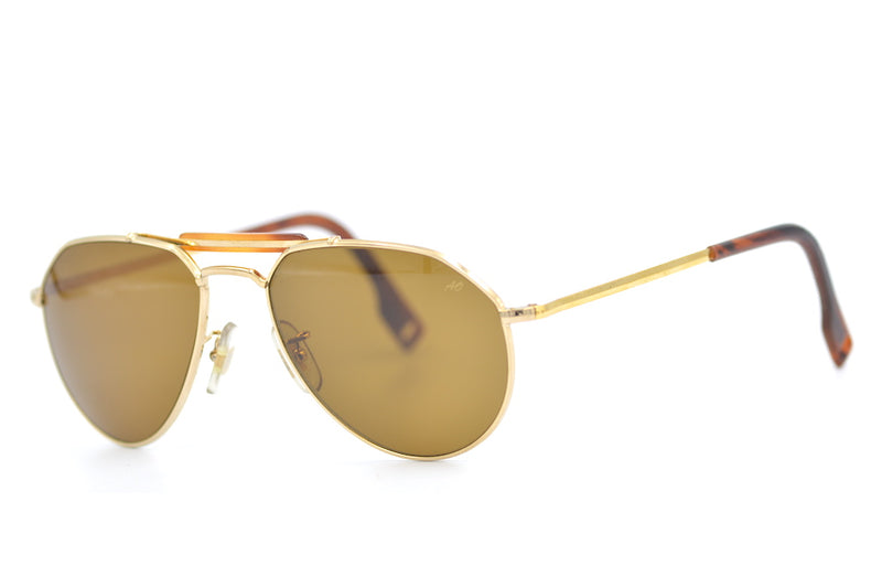AO Skymaster Aviator Sport Gold Vintage Sunglasses. Aviation Sunglasses. Pilot Sunglasses. Top Gun Maverick Sunglasses.