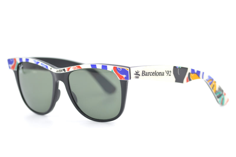 B&L RayBan 1992 Barcelona Olympic vintage sunglasses. Rare RayBan sunglasses. RayBan limited edition sunglasses. RayBan Olympic sunglasses.