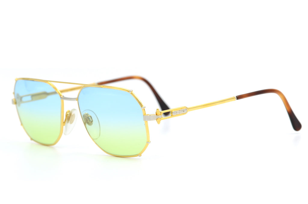 Gerald Genta Gold and Gold 01 Vintage Sunglasses . Rare Vintage Sunglasses. Gold and Platinum coated sunglasses. Luxury Sunglasses. Hip hop sunglasses. Rare unique sunglasses.