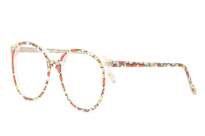 lasses, multi coloured glasses, 1980s glasses, sustainable eyewear