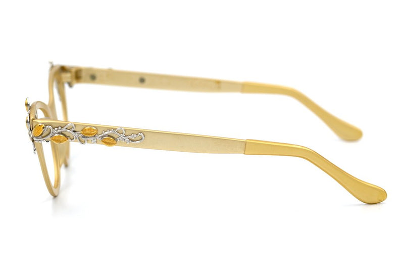 Tura Clematis 1950's vintage glasses frame in gold. Vintage 1950s glasses. Ladies 1950's glasses. Rare Vintage Glasses. Rare 1950s glasses.