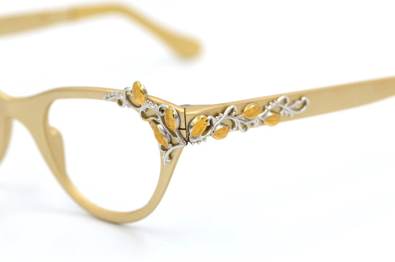 Tura Clematis 1950's vintage glasses frame in gold. Vintage 1950s glasses. Ladies 1950's glasses. Rare Vintage Glasses. Rare 1950s glasses.