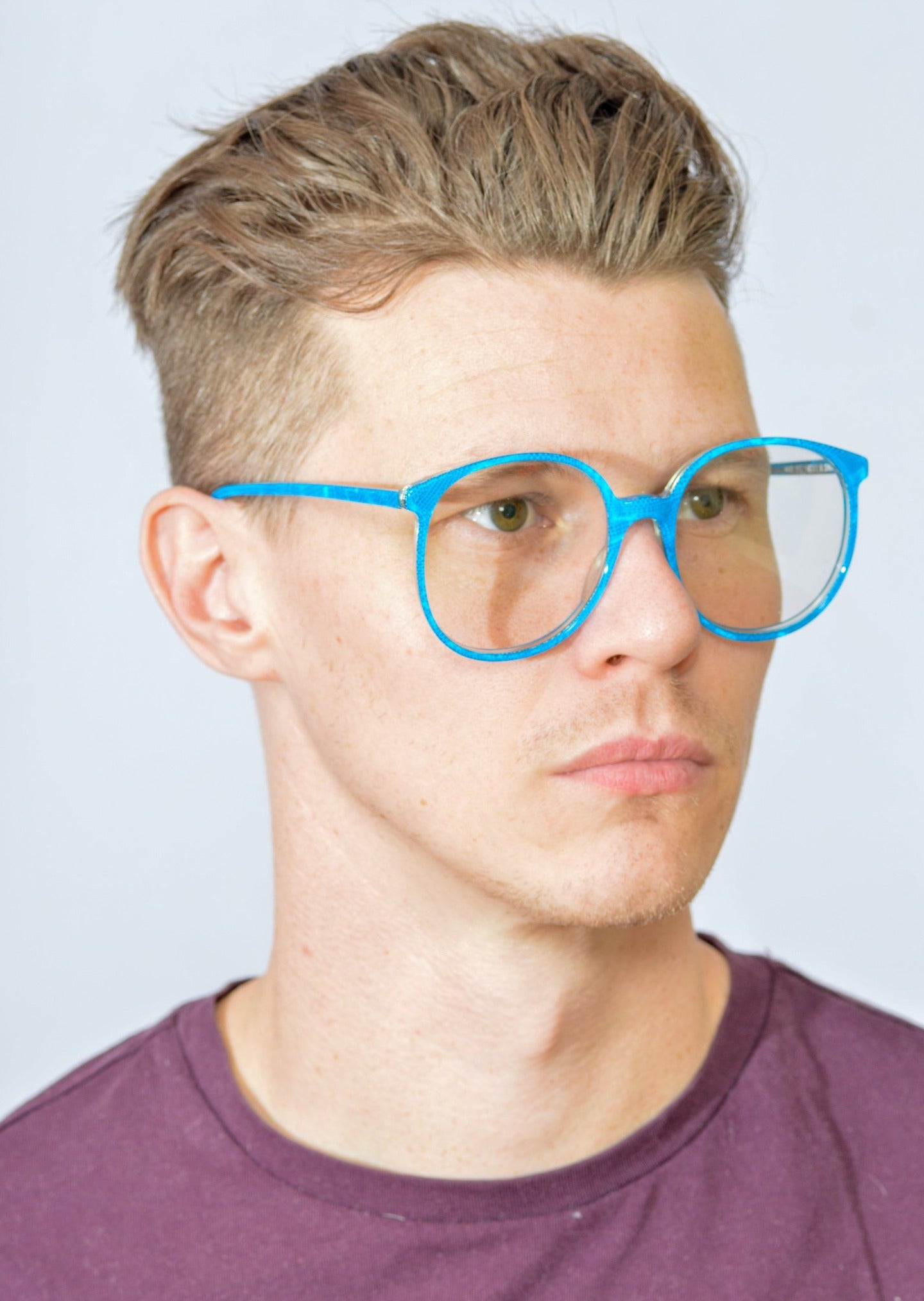 Anglo American Eyewear 202 Vintage Glasses. Blue Vintage Glasses. Bright Blue Vintage Glasses. Anglo American Glasses.
