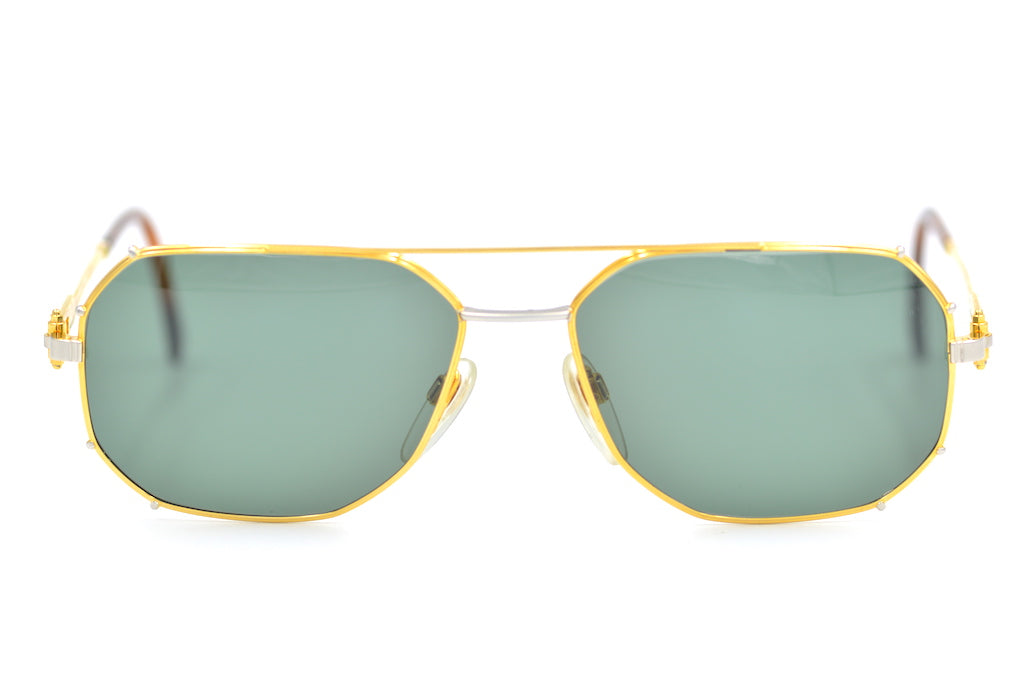 Gérald Genta Gold and Gold 01 OB G15 Vintage Sunglasses. Gold platinum vintage sunglasses. Rare luxury sunglasses. 