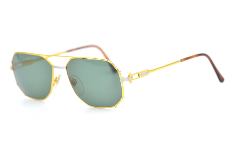 Gérald Genta Gold and Gold 01 OB G15 Vintage Sunglasses. Gold platinum vintage sunglasses. Rare luxury sunglasses. 