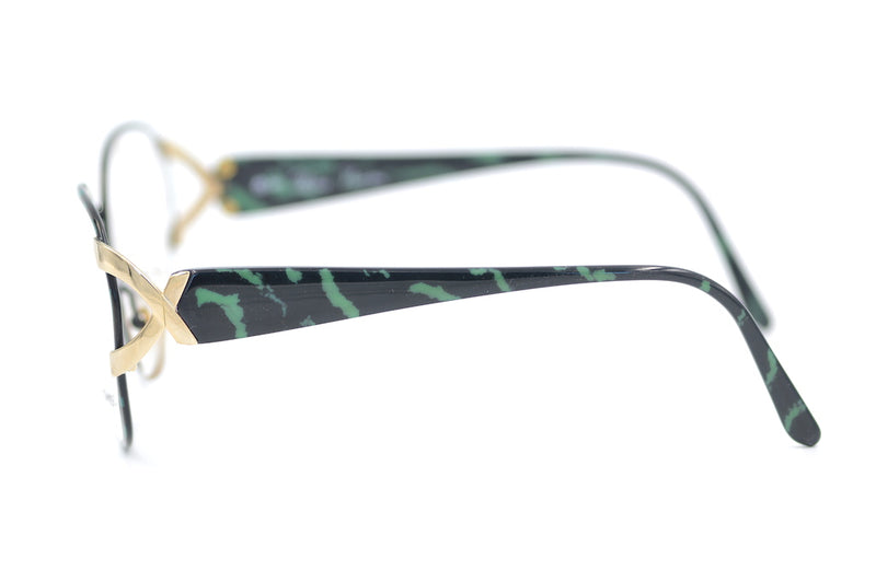 Paloma Picasso 3717 43 vintage glasses. Vintage Paloma Picasso. Green Vintage Glasses. Green and Gold Glasses.