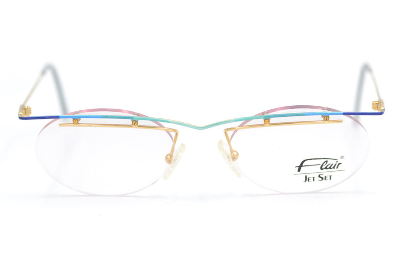 Flair Jet Set Paradise Rimless Vintage Glasses. Flair Brillen. Vintage Flair Glasses. Retro Rimless Glasses.