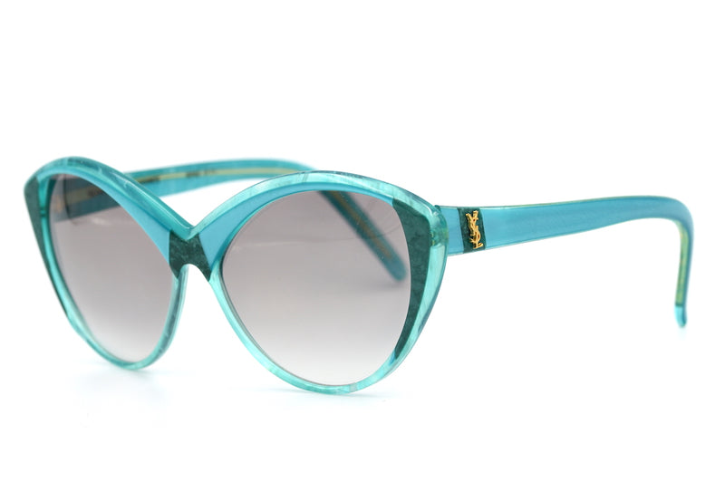 Yves Saint Laurent 8702 vintage sunglasses. YSL Sunglasses. Vintage YSL. Turquoise sunglasses. 1980's vintage sunglasses. Sustainable sunglasses. Vintage designer sunglasses.