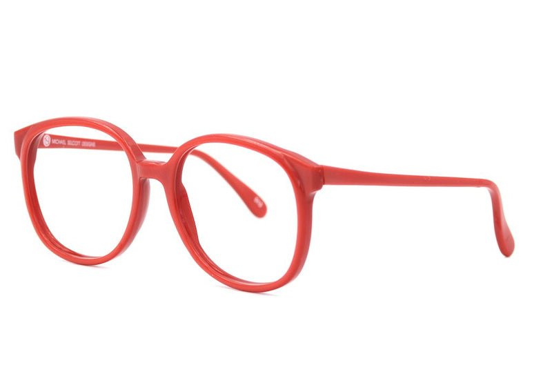 Cheslea by Michael Selcott red vintage glasses at Retro Spectacle. Oversized red glasses. Retro Glasses.