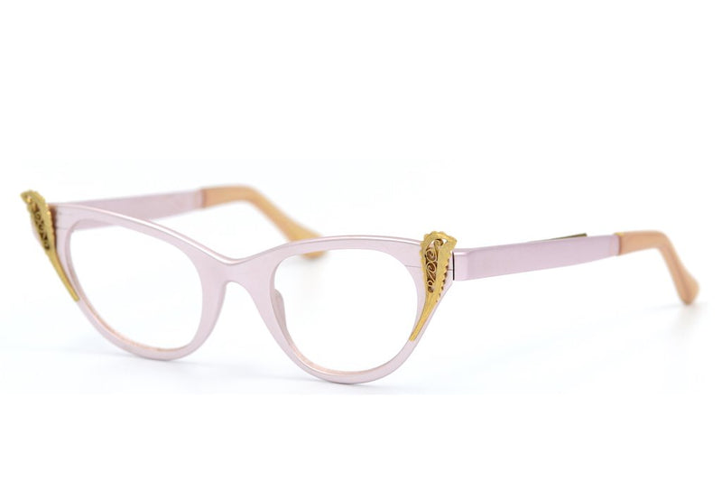 Tura 60832 pink 1950's vintage glasses at Retro Spectacle. 1950's Cat eye glasses. Rare vintage glasses. Tura Vintage Glasses. Pin up glasses.