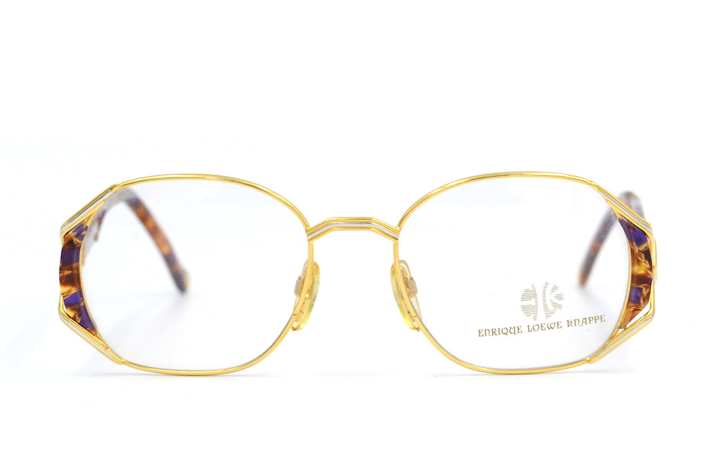 Enrique Loewe Knappe Gaia vintage glasses. 22Kt gold and platinum plated glasses. Rare vintage glasses. Luxury vintage glasses. Gold plated Glasses. Luxury vintage eyewear. Luxury eyewear. Unique Glasses.
