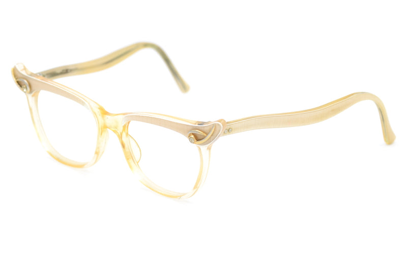 1950s vintage glasses, cat eye vintage glasses, birch vintage glasses