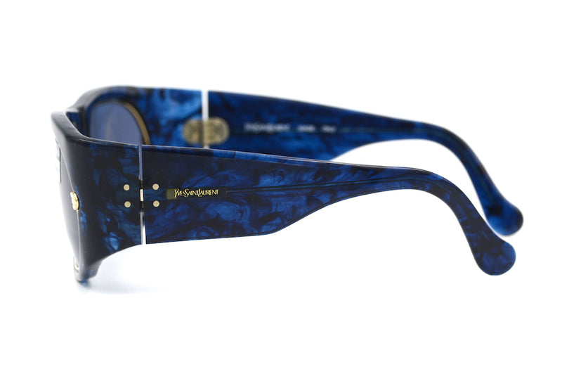 Yves Saint Laurent 6519 vintage sunglasses. YSL sunglasses. YSL bold vintage sunglasses. Blue YSL sunglasses. Rare vintage sunglasses.