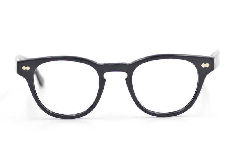 Smithy black retro style glasses. Reggie Kray glasses. Vintage style glasses. Sustainable glasses. Sustainable eyeglasses.
