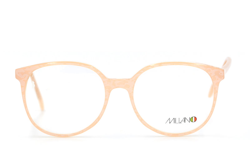 Millano 843 Vintage Glasses. Peach Vintage Glasses. Oversized Glasses. Oversized Ladies Glasses. Cool Glasses. Sustainable Glasses.