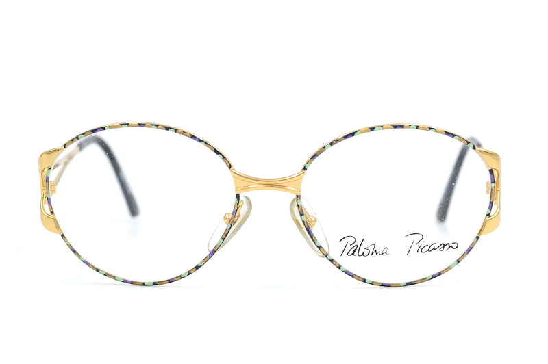 Paloma Picasso 3825 45 vintage glasses. Vintage designer glasses. Rare vintage glasses. Round ladies glasses. Round vintage glasses.