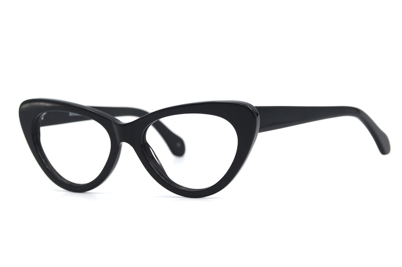 Suki Cat black vintage glasses. Cat eye glasses. Rockabilly cat eye glasses. Black cat eyeglasses.