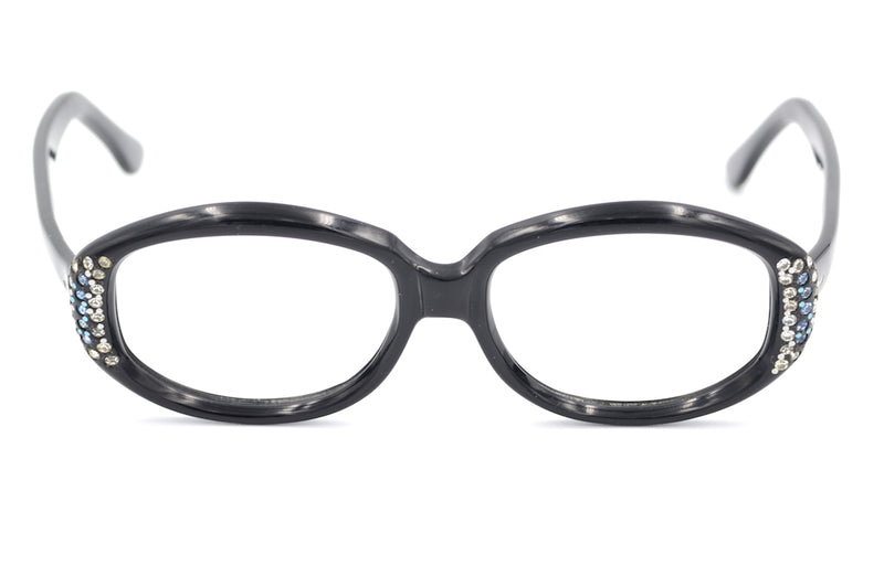 Lorene Bunny, 1950s vintage glasses, french vintage glasses, diamante vintage glasses, black vintage glasses, sustainable glasses