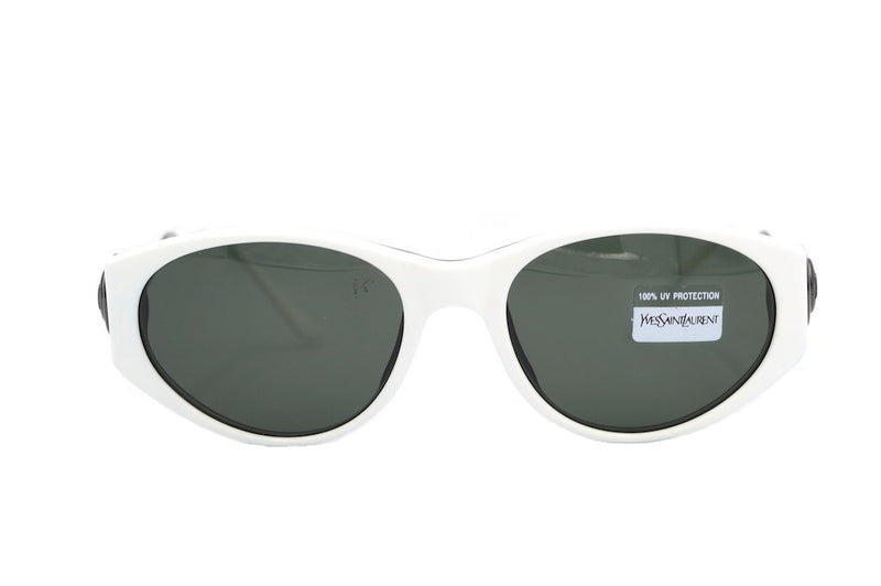 Yves Saint Laurent 6555 Y751 Vintage Sunglasses. YSL Vintage Sunglasses. YSL Sunglasses. YSL Cat Eye Sunglasses.  White sunglasses. White vintage sunglasses. Sustainable designer sunglasses.
