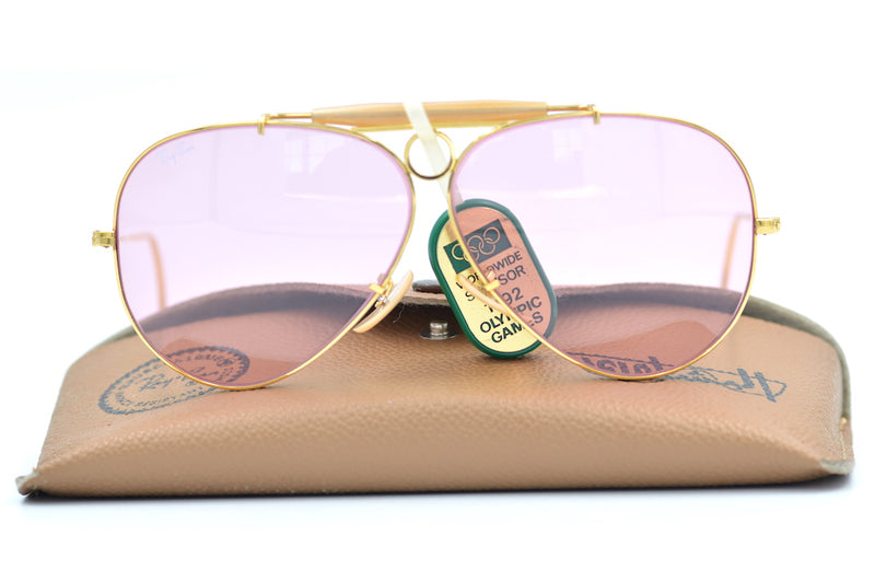 B & L RayBan Shooter Pink Changeable vintage glasses. Rare vintage RayBan sunglasses. Bausch & Lomb RayBan vintage sunglasses. 
