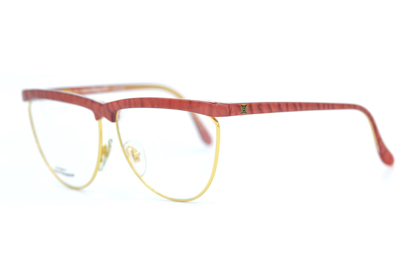 Laura Biagiotti V88 vintage glasses. Red and gold glasses. Red Vintage Glasses. Rare Vintage Glasses.