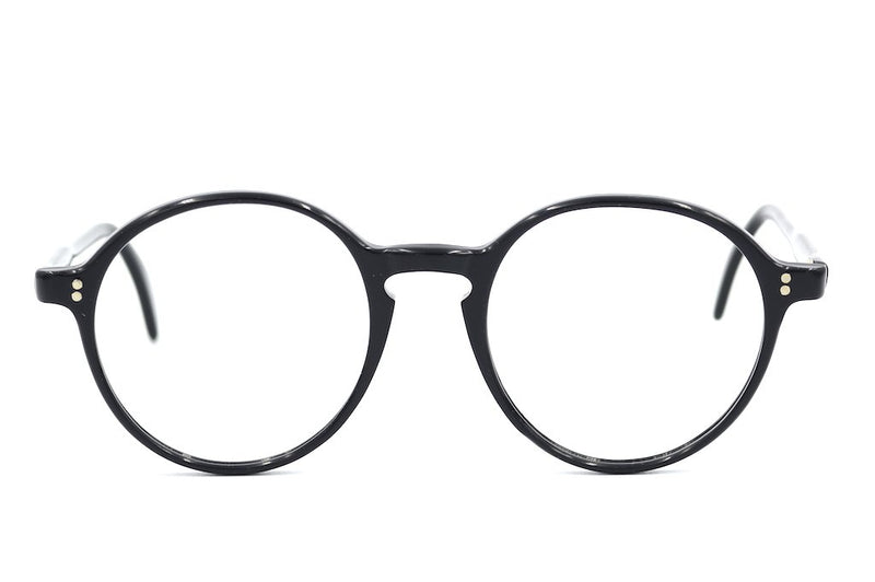 Tart Optical Higgin Men's Vintage Glasses. New old Stock. Round vintage glasses. Black round vintage glasses. Tart round glasses.