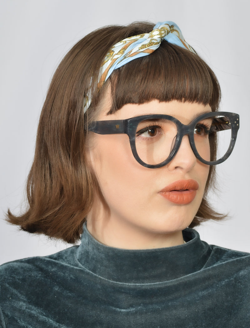 Jean oversized retro glasses by Whistles. Grey oversized retro glasses. Women's oversized glasses.