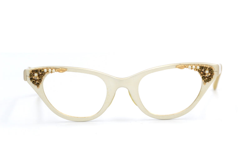 Tura Satin Bone vintage glasses. 1950's vintage glasses. 1950's cat eye glasses. Pinup glasses. Rockabilly glasses. Tura eyeglasses. Vintage Tura eyeglasses.