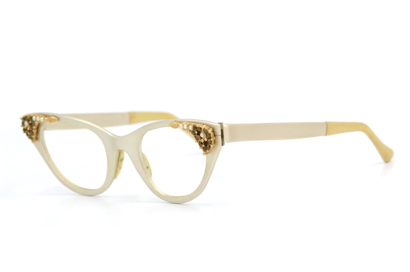 Tura Satin Bone vintage glasses. 1950's vintage glasses. 1950's cat eye glasses. Pinup glasses. Rockabilly glasses. Tura eyeglasses. Vintage Tura eyeglasses.