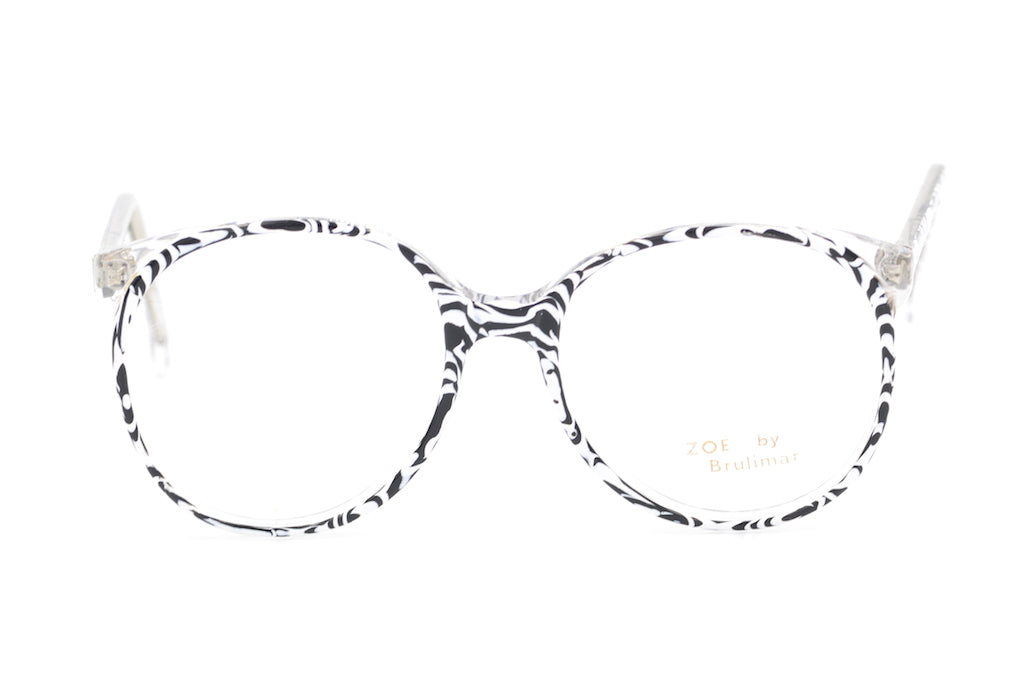 Zoe by Brulimar, Oversized vintage glasses, oversized glasses, multi coloured glasses, 1980s glasses, sustainable eyewear. Zebra print glasses. 80's Vintage Glasses