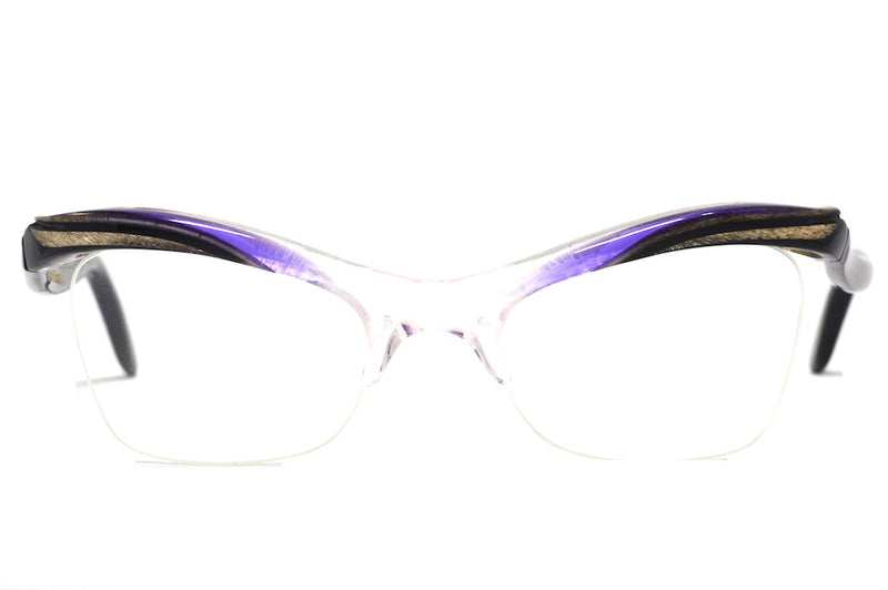 Front View Ladies 1950's vintage cat eye glasses
