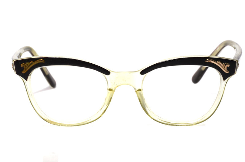 front view 1950's lades vintage cat eye glasses made in germany