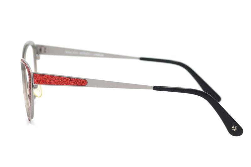 William Morris 1506, Red Glitter cat eye glasses, 1950's style, 